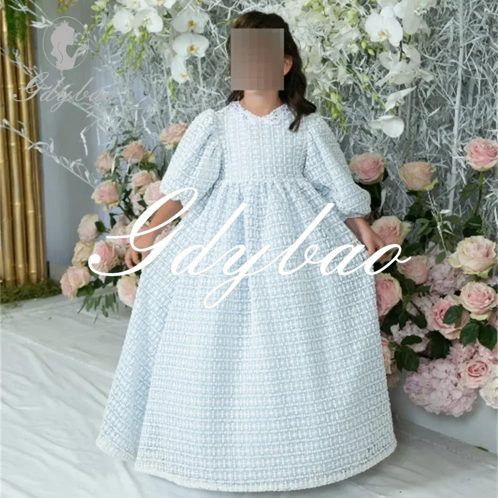 Formal Princess Applique Long Ball First Communion Dress Floor Length Half Puff Sleeve Elegant Flower Girl Gown Customized