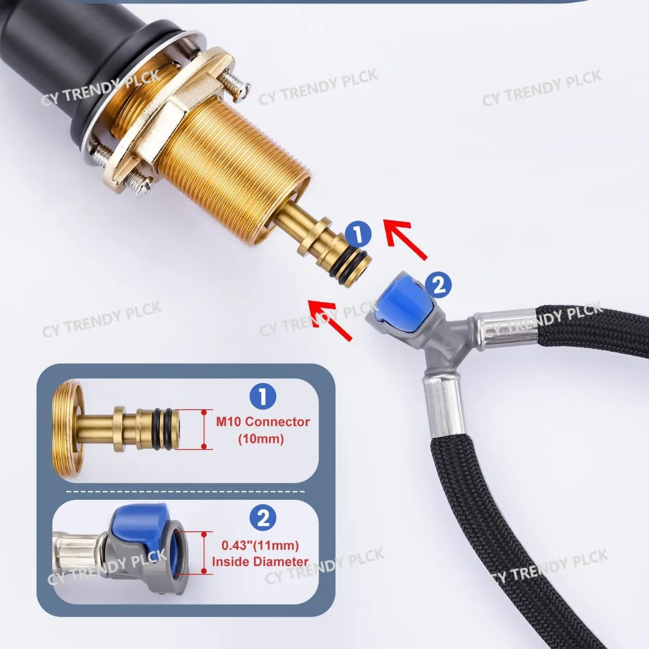 Quick Connect Hose Bathroom Faucet Hot and Cold Water Supply Hose Replacement Type