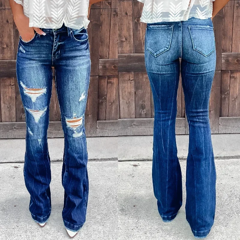 2025 Street temperament denim micro raked pants ripped wash water trousers women jeans blue jeans for women  זארה נשים חדש