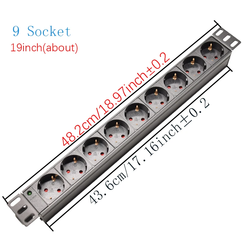 Eu Power Strip Aluminium Legering Shell 2/4/6/8 Unit Duitse Outlets 2M Verlengsnoer Geen Schakelaar hoge Kwaliteit Home Office Socket