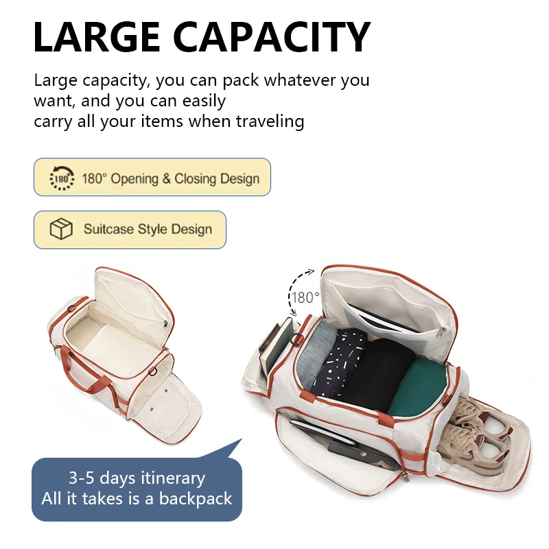 حقيبة ظهر للياقة البدنية في صالة الألعاب الرياضية بسعة كبيرة للسفر والمشي لمسافات طويلة والتسلق مع حقيبة يد رياضية للأمتعة #3