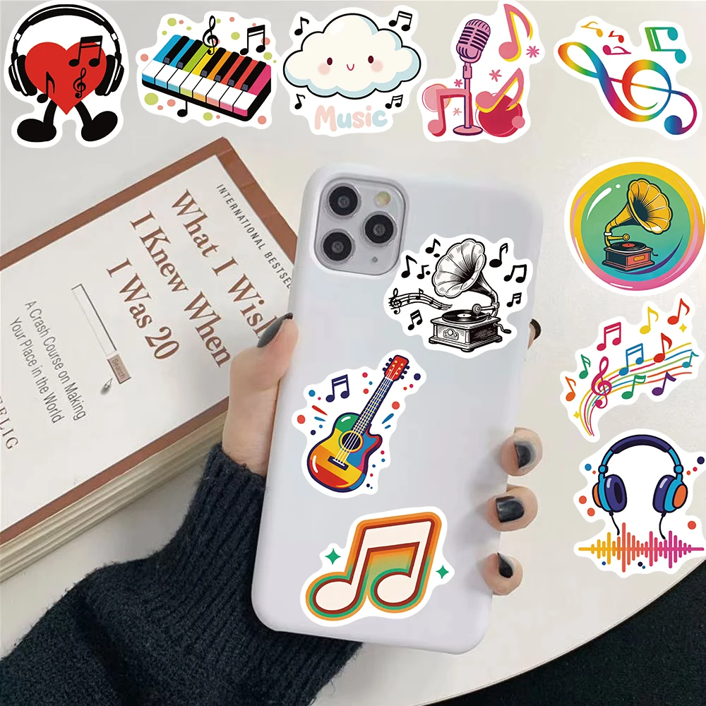 50PCS Cute Music Sticker Aesthetic Supplies Fridge Creative Phone Scrapbooking Luggage Gift Sketchbook Supplies Wall Painting