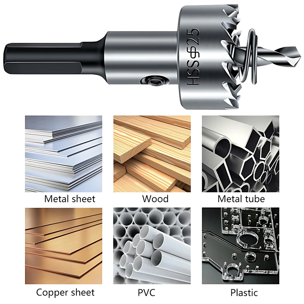 HSS Hole Saw Cutter 16-30mm Carbide Tip Core Drill Bit Metal Hole Cutter Drilling Alloy Hole Saw Set 1/5PCS