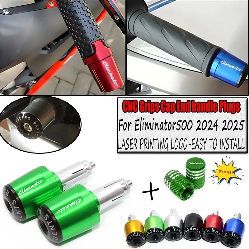 For Eliminator 500 Eliminator500 2024 2025  Motorcycle CNC Handle Bar Handlebar Grips Cap End handle Plugs cap Accessories ﻿