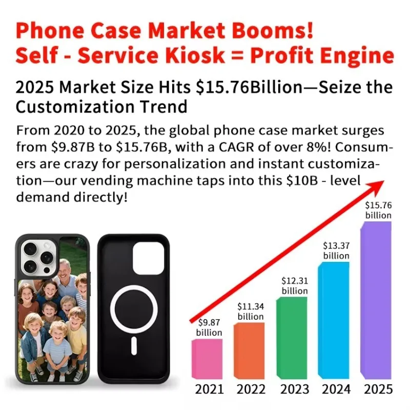 Máquina de venda automática de impressão de capa de telefone com tela de toque digital inteligente automática diy máquina de venda automática de capa de telefone