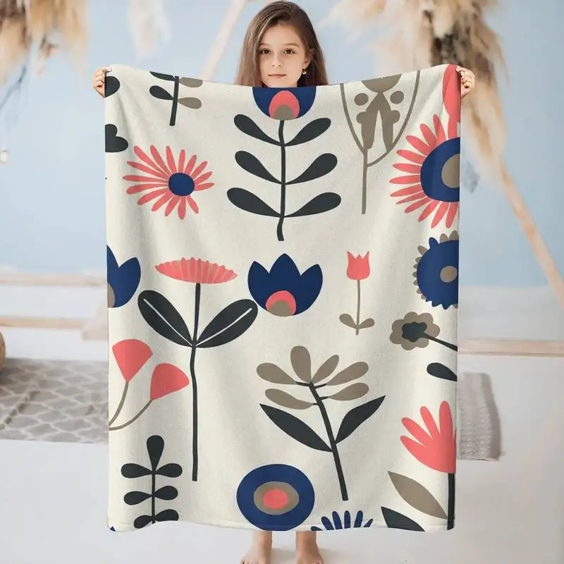 

Charming Mid-Century Modern Floral Throw Blanket - Retro Botanical-Themed Soft Blanket for Stylish Cozy Home Decor