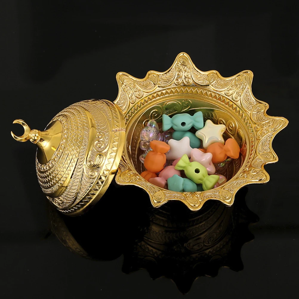 

Elegant Candy Dessert Bowl Aluminum Alloy Snack Serving Tray with Lid Food Jewelry Storage Decorative Plate Outdoor Picnic