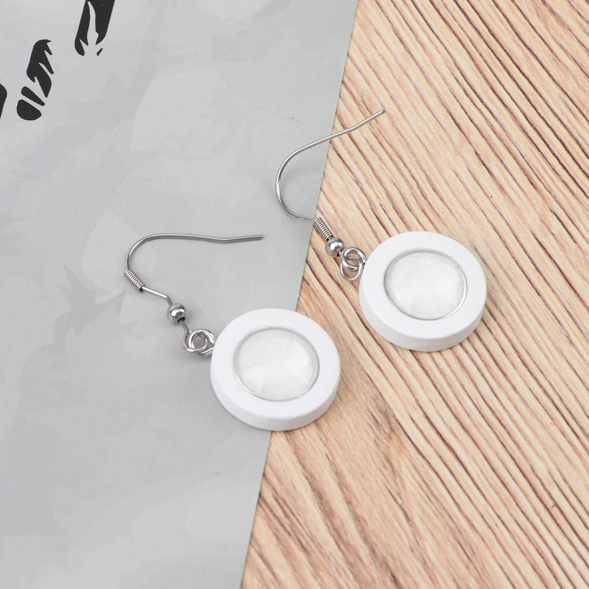 10pcs 12Mm Diy Earring Accessories Wooden Bezel Blanks Round Bases For Jewelry Making Crafts Lightweight Durable With Glass