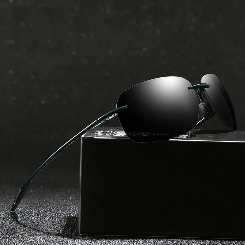 Nowe męskie okulary przeciwsłoneczne bez oprawek Sportowe okulary przeciwsłoneczne do jazdy Ultralekkie okulary bez oprawek