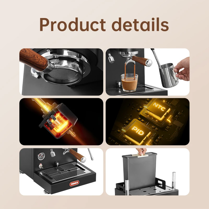 MDK High-End Semi-Automatic Espresso Machine Modern Design Coffee Maker Milk Frother Electric For Household Car Use EU/US Plug