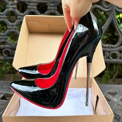 Women Pumps 16cm Extreme Metal High Heels Black Red Inside Stilettos Sexy Fetish Model Club Party Factory Customize Unisex Shoes