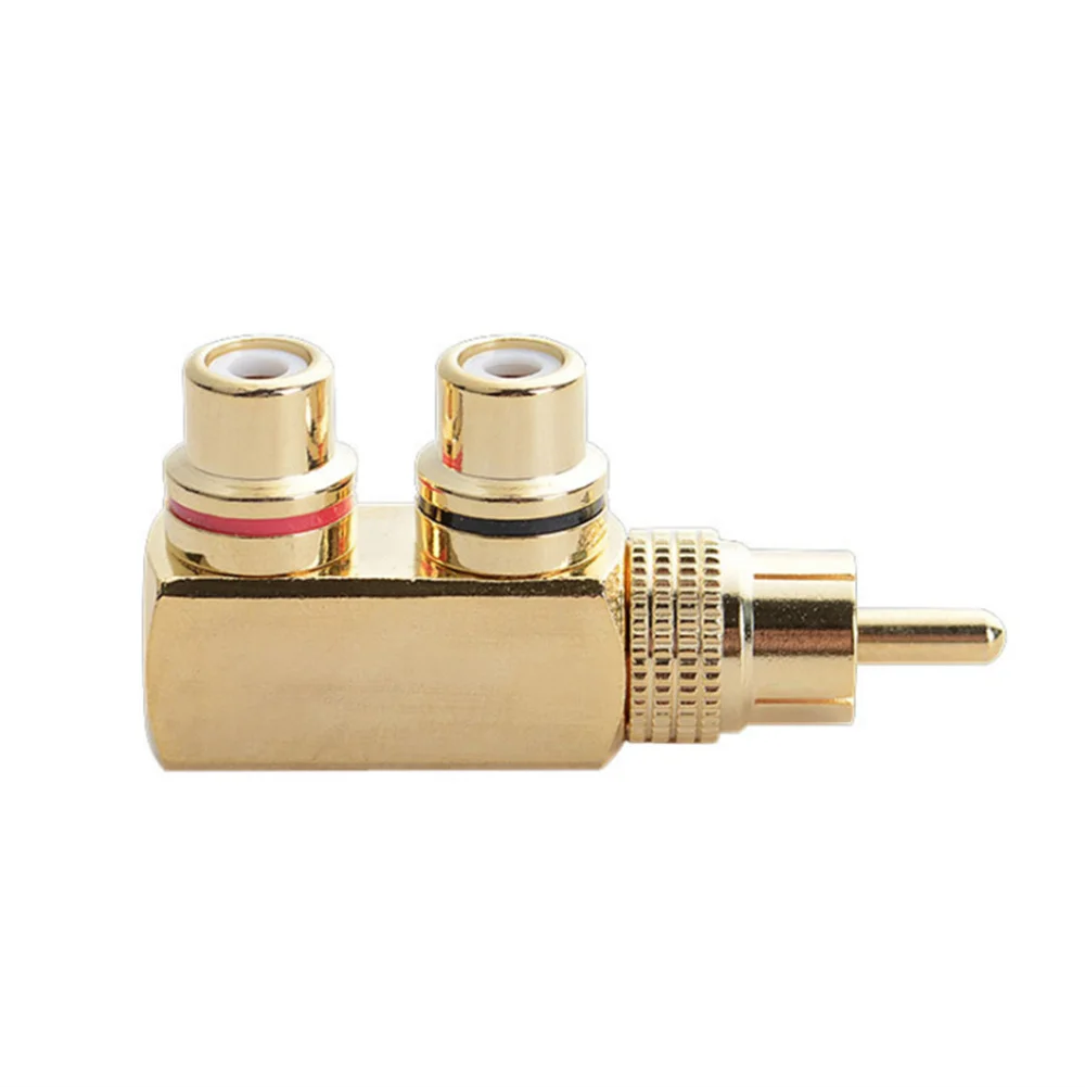 Musical Sound 1/6/12/30Pcs RCA Male to 2 RCA Female AV Splitter Adapter Gold Plated Connector Right Angle RCA Splitter Adapter