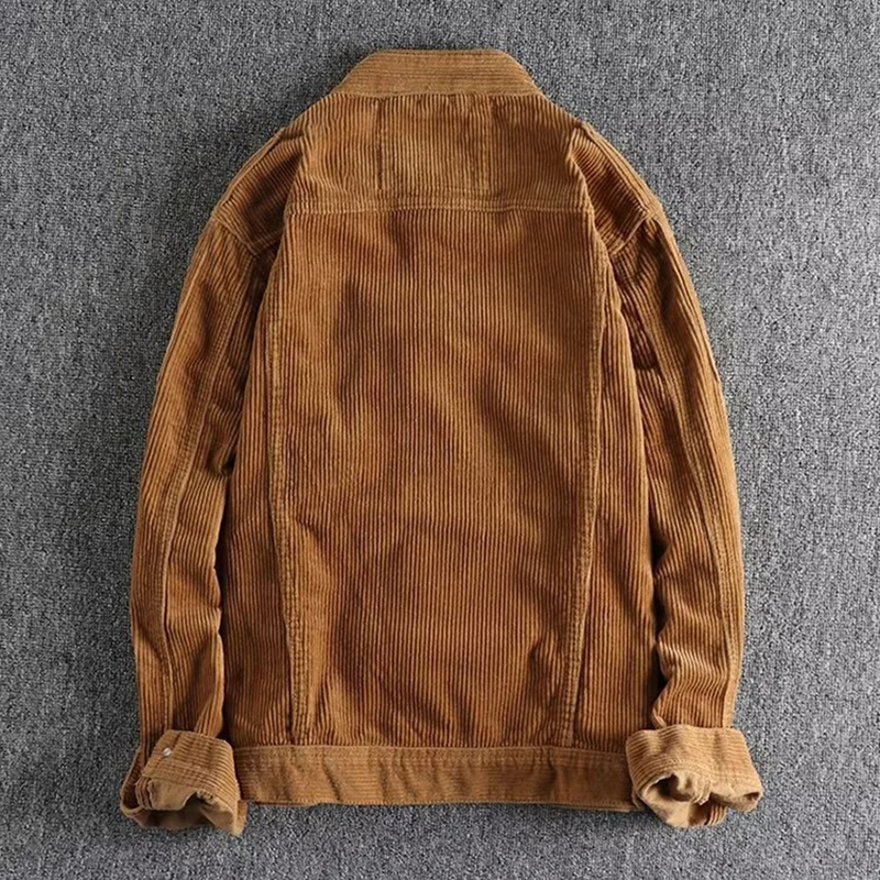 Vintage Corduroy Cargo Jackets Mens Spring Autumn Outdoor Casual Long Sleeve Cardigan Tops Men Trendy Lapel Buttoned Jacket Coat