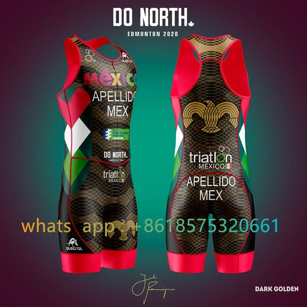 Triathlon Team 2023 Uniform For The Mexican Summer Running Race Bodysuit Swimwear Custom Sleeveless Jumpsuit Cycling Equipment
