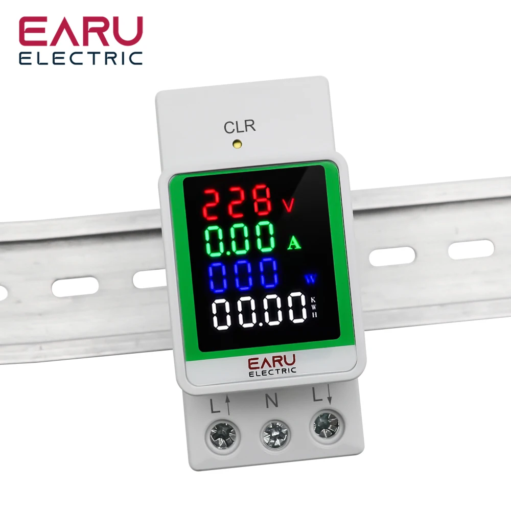 Digital Display AC Current KWH Electric Energy Monitor Multifunction Meter VOLT AMP Ammeter Device With Energy Zeroing Din Rail