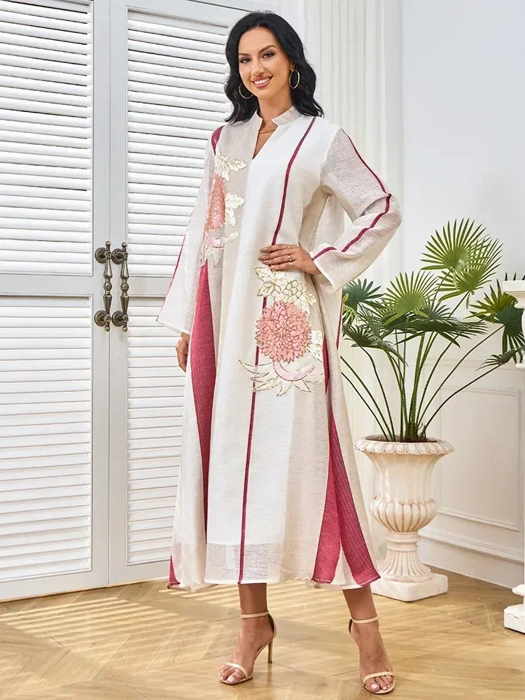 Ramadan Abaya for Women Party Dresses Jalabiya Embroidery Sequins Abayas Morocco Long Robe Dubai Kaftan Eid Muslim Vestidos