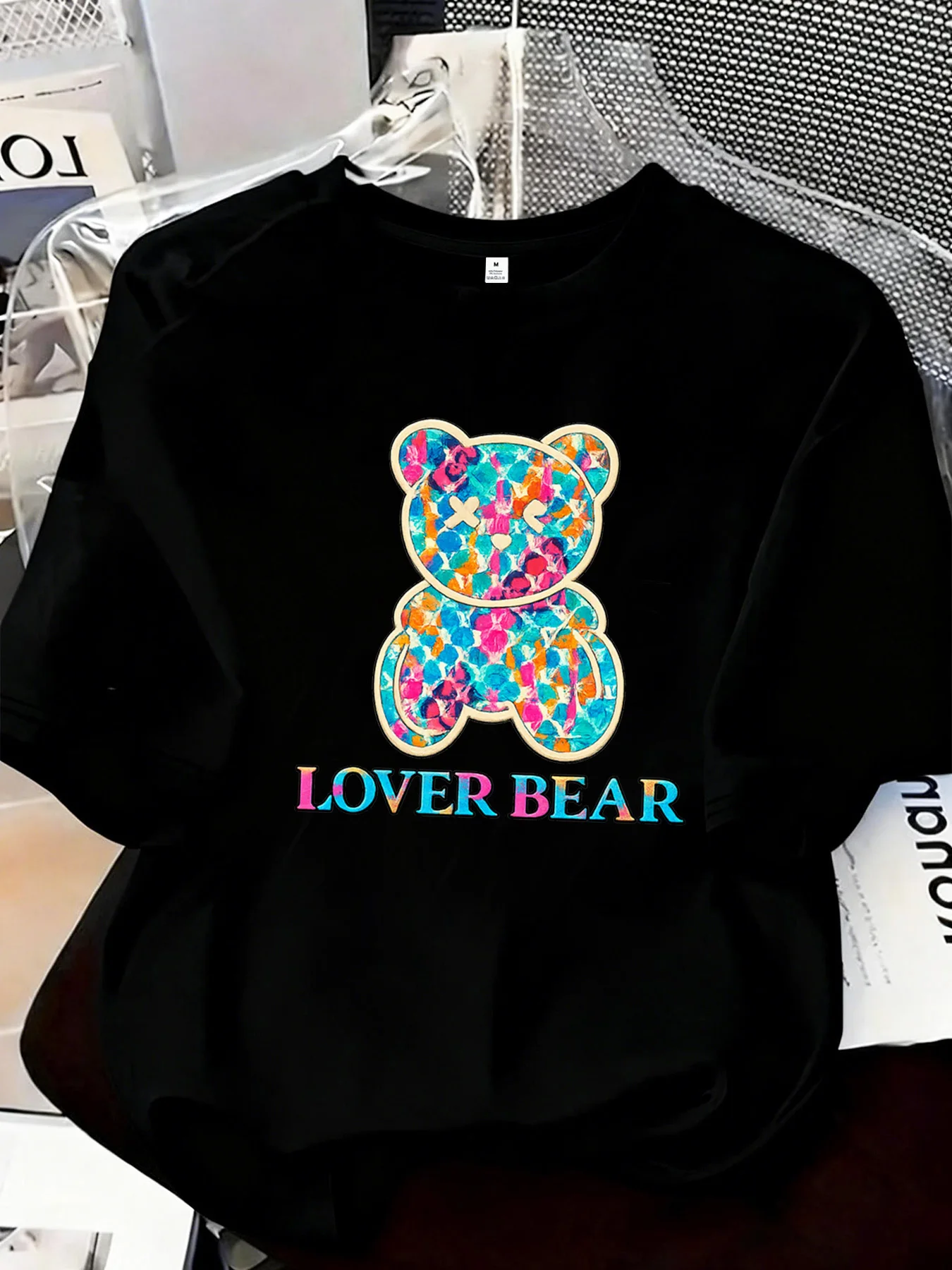 

【YJ500171】Женская футболка с круглым вырезом и принтом медведя, летняя повседневная рубашка с короткими рукавами, уличная мода, женская футболка в стиле Джокер