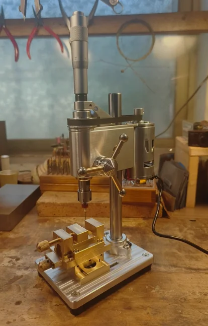 High Precision Mini Bench Drill with Depth Stop Small Drilling Machine for Micro Watch Repair Chuck Included
