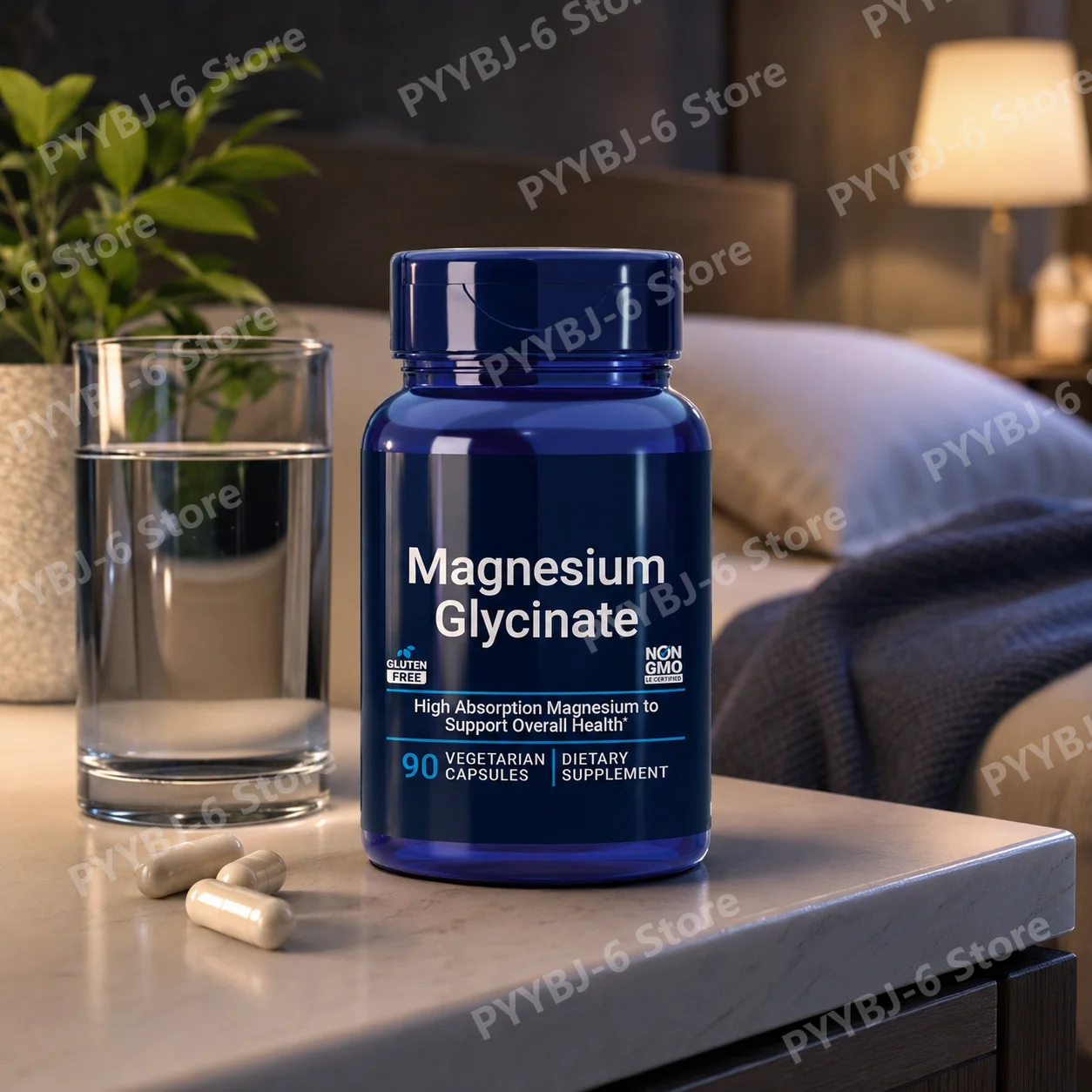 Magnesium Glycinate Capsule for Heart Bone Nerve Muscle Support High Absorption Gluten Free NonGMO Vegetarian Supplement 90Count