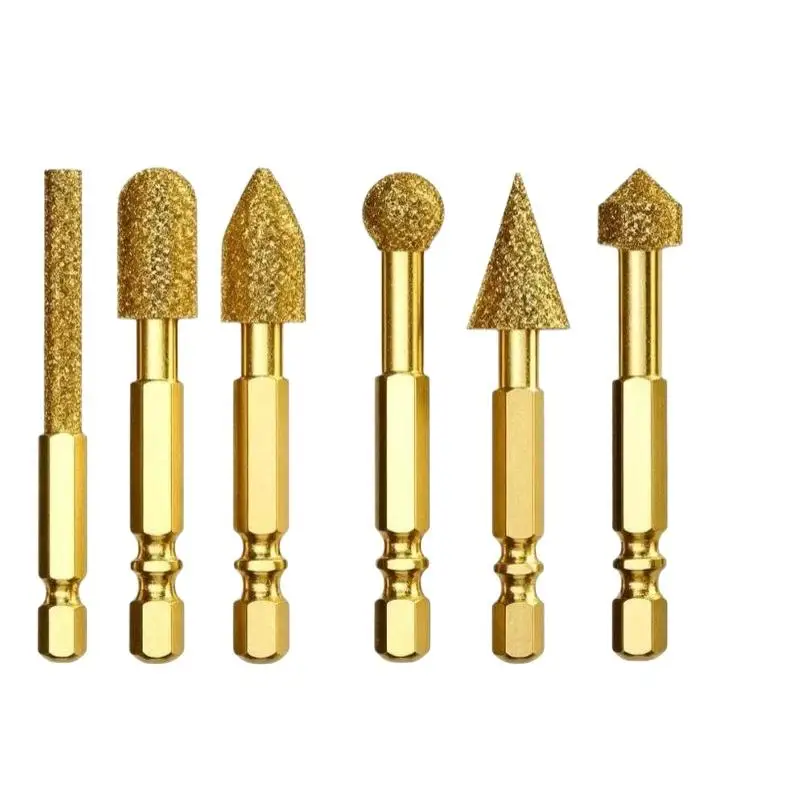 3/6pcs Diamond Grinding Head Tile Rotary File Polishing Head For Iron Ceramic Tile Fits Drill