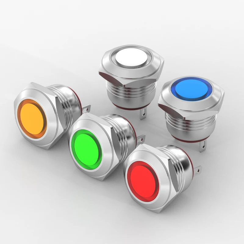 16MM Metal LED Indicator Light High Bright 5 Colors Red Green Yellow Blue White 2 Pin Welding Foot 6V 12V 24V 220V