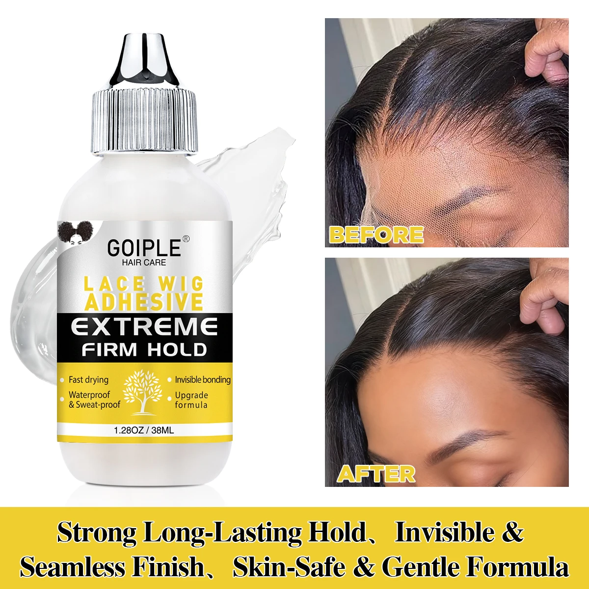 Kit Spray Sciogli Pizzo Goiple con Colla per Parrucche e Cera per Capelli in Stick, Tenuta Forte Impermeabile, Legame Invisibile, Set Professionale per lo Styling delle Parrucche