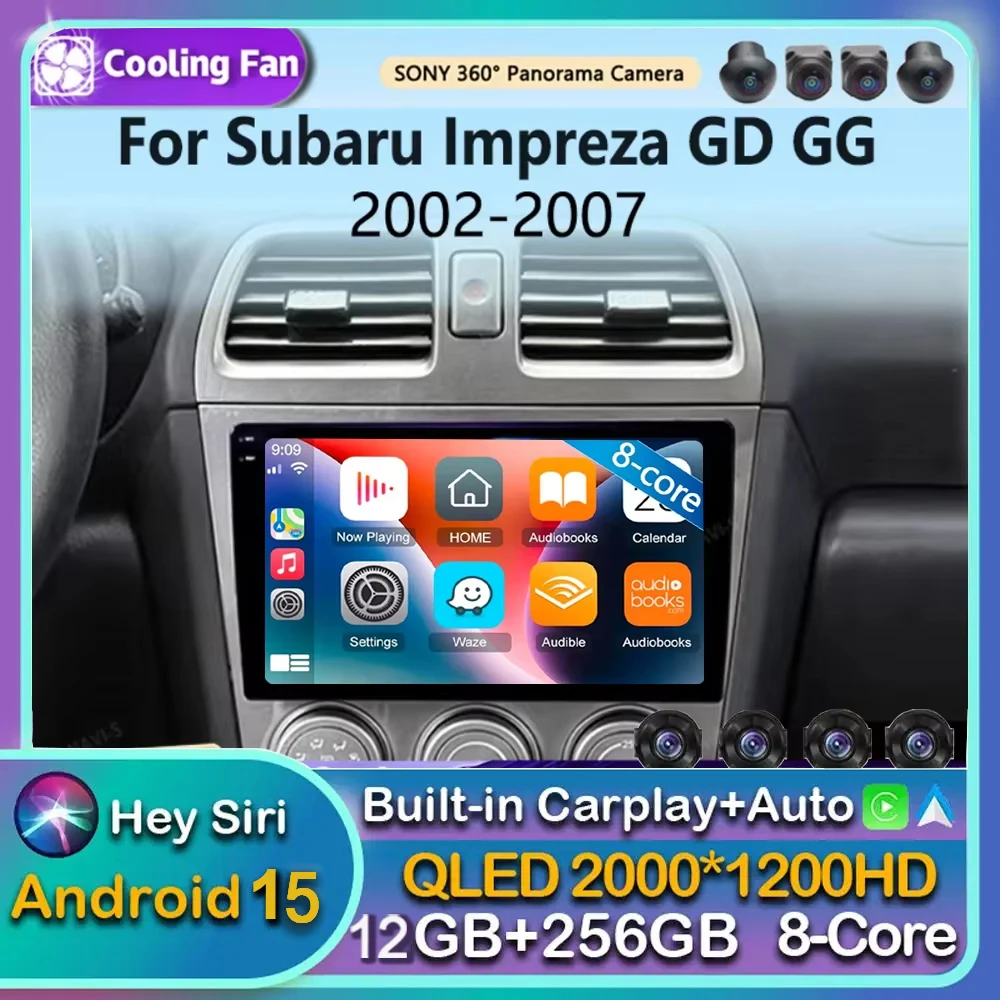Android 15 Carplay Auto สำหรับ Subaru Impreza GD GG ปี 2002 2003 2004 2005 2006 2007 เครื่องเล่นวิทยุติดรถยนต์ มัลติมีเดีย เครื่องเล่นวิดีโอ สเตอริโอ WIFI DSP