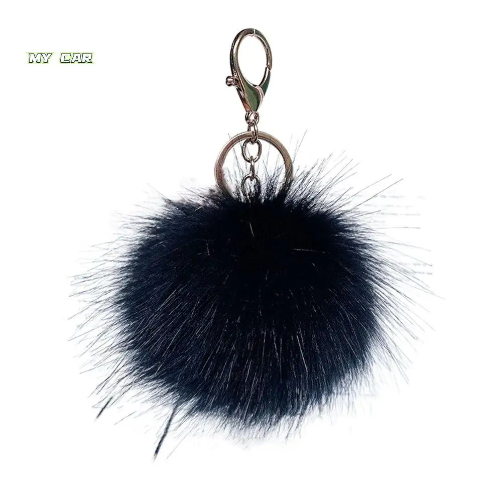 

Trinket Fluffy Fur Ball Keychain Colorful Pendant Pom Pom Keyring 10cm Metal Ring Plush Ball Keychain Women Girls