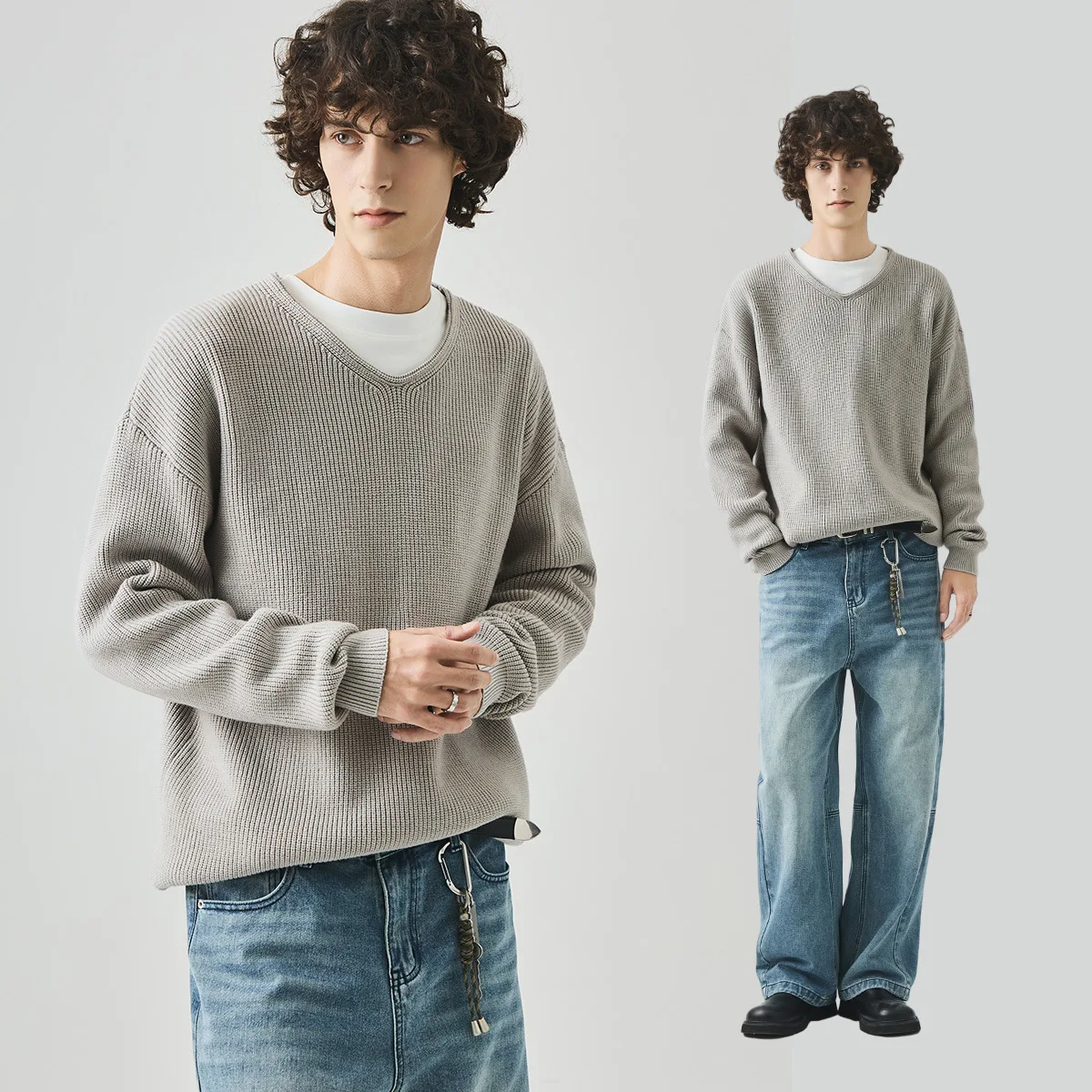 سترة رجالية ونسائية 2025 سترة محبوكة جديدة للخريف والشتاء بأكمام طويلة ونمط ملتوي