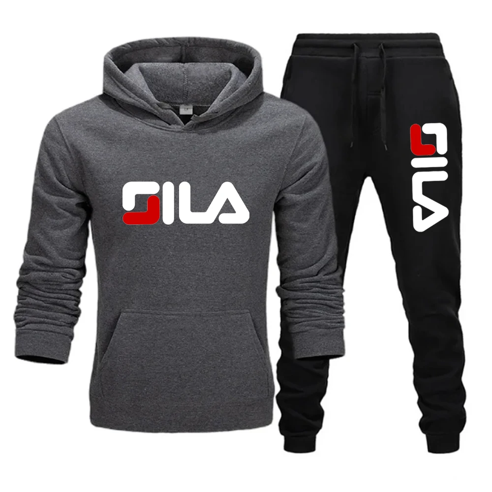 Set da allenamento da uomo, felpe con cappuccio e pantaloni, felpe da corsa, felpa Casual, abbigliamento moda, 2 pezzi