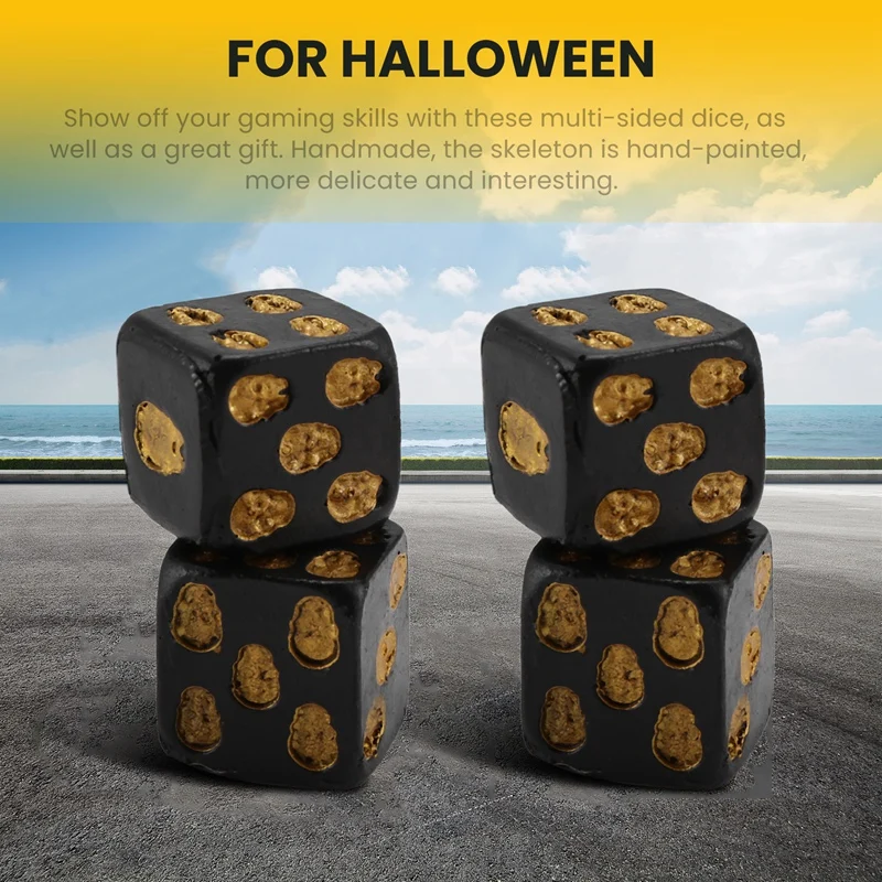 Skull Dice 6-Sided Bone Unique Gift Gamer For Role Playing Board Game For Halloween,10Pcs-HDL