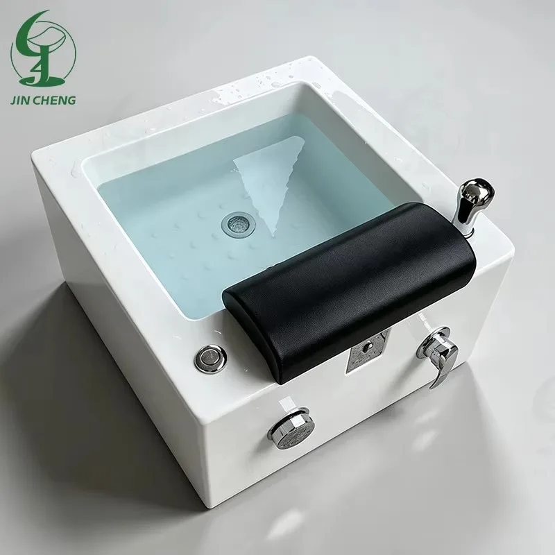 Foot Spa Acrylic Basin With Magnet Jet And Up/Down Foot Rest Pedicure Chair 110-240V Manual Drainage Foot Basin