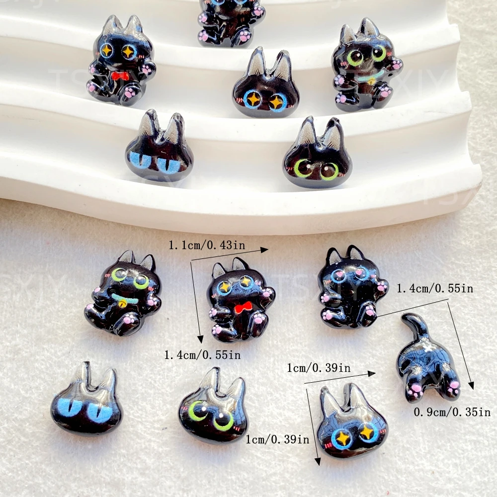 50pcs new model Resin Cartoon Animal Black Kitten Nail Art Flatback Rhinestone DIY Christmas Scrapbook Crafts