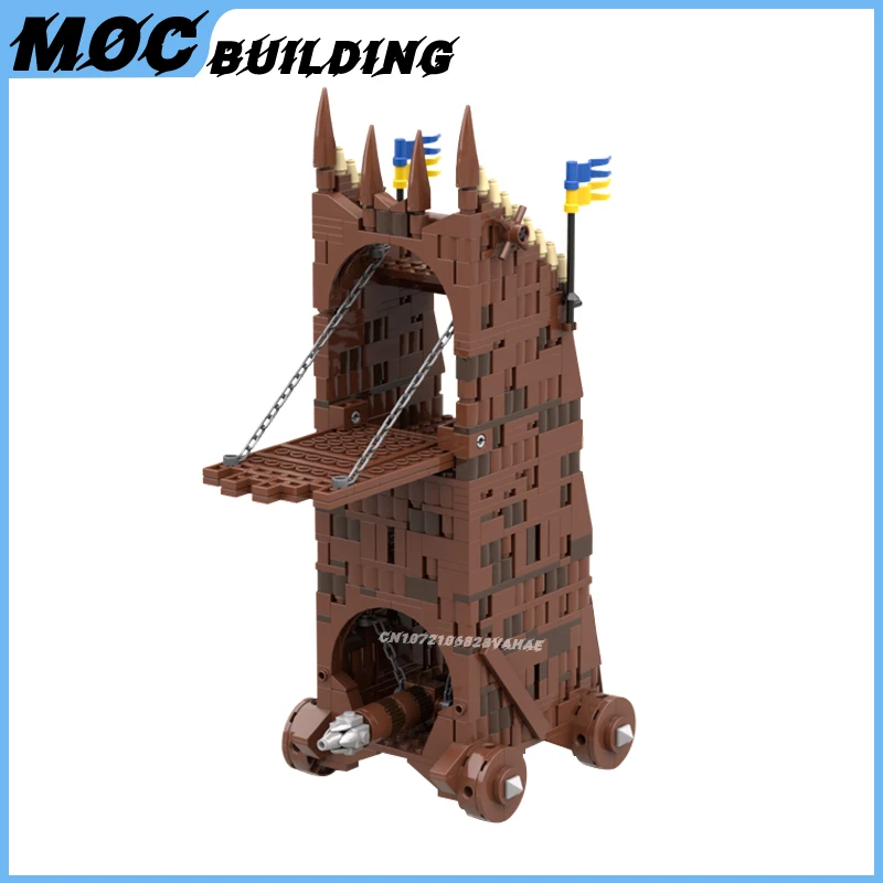 MOC Building Blocks Medieval Castle Series Siege Tower Catapult Model Military Arms Toy DIY Assembly Bricks Collection Xmas Gift