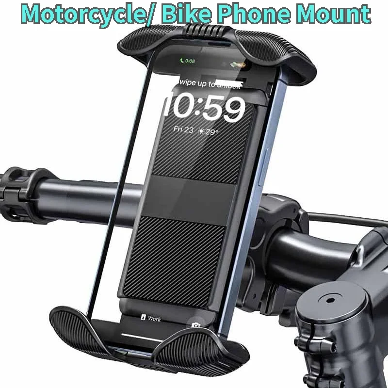 

GEFENSI Motorcycle Phone Mount, Bike Phone Holder For Bicycle, Secure Motorcycle Handlebar Phone Mount With All Cell Phones