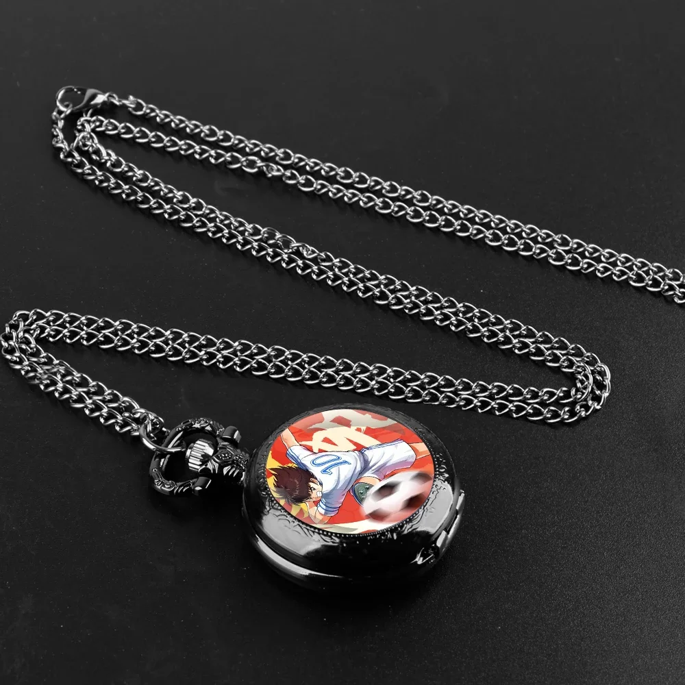 Cartoon Design Glass Dome Quartz Pocket Watch with Arabic Numerals Dial Durable Chain Perfect For Gifts