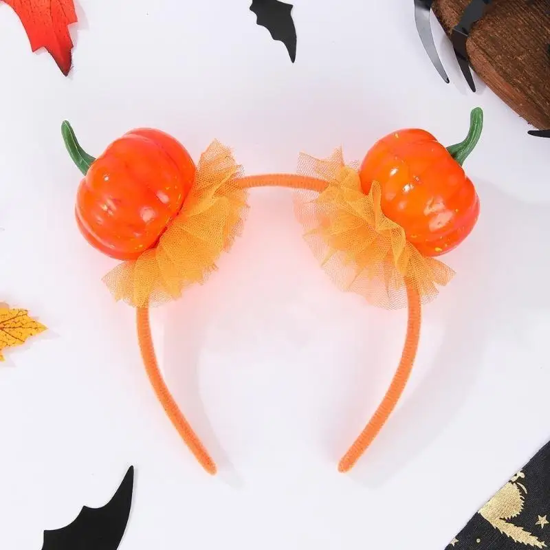 195E Diadema calabaza para fiesta infantil, aro para para fiesta temática Halloween, tocados para juegos rol,