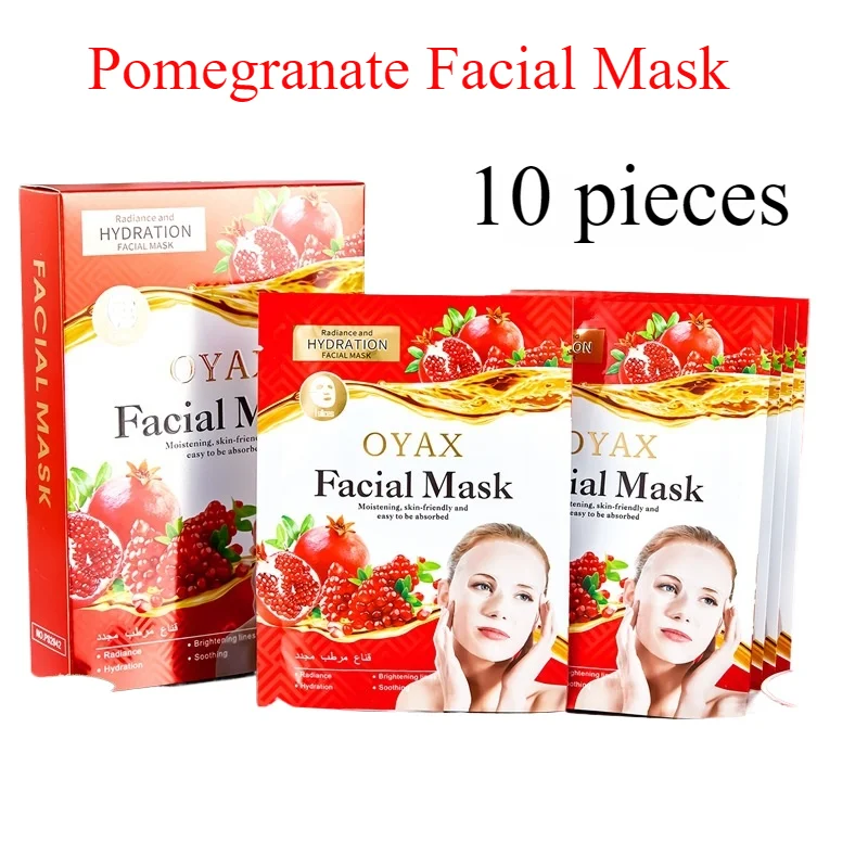 

10 Pieces Pomegranate Whitening Facial Mask Moisturizing and Antiage Smooth The Skin Make Your Face Shine and Beauty