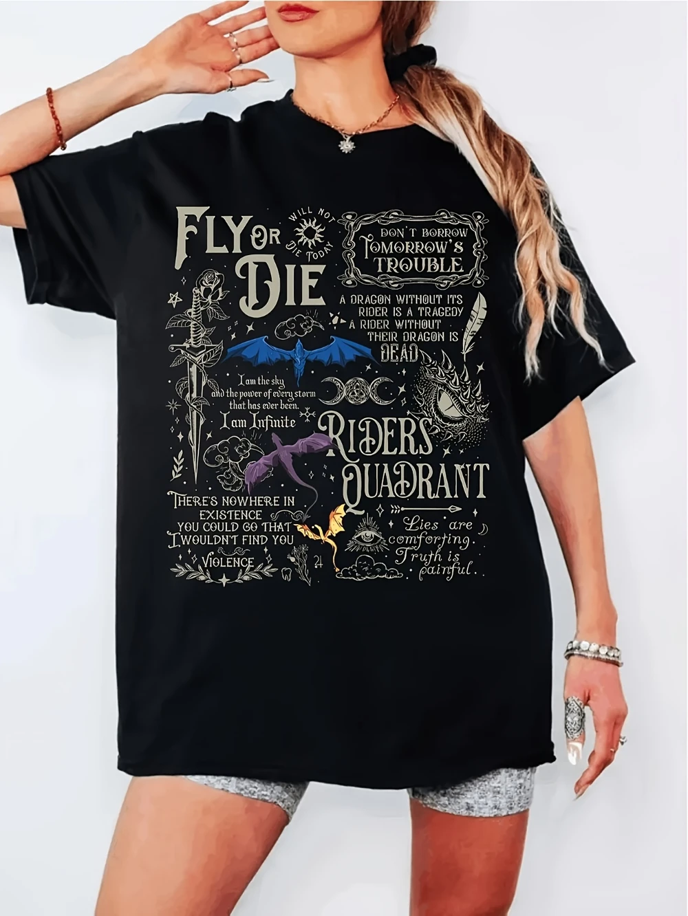 DAYSFourth Wing T-Shirt Fourth Wing Fan T-Shirt Dragon Knight T-Shirt Castle Academy T-Shirt Violet Solenger T-Shirt