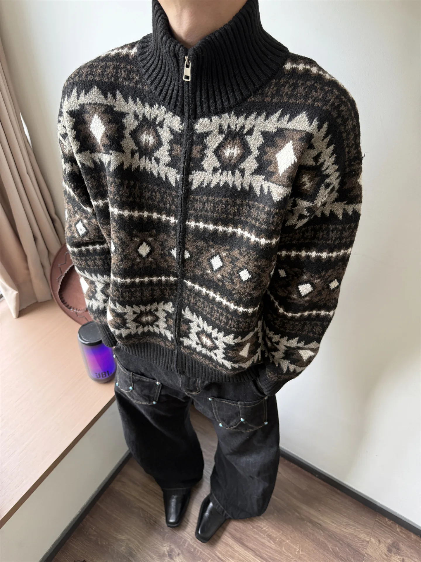 

Вязаный свитер в американском стиле ретро с геометрическим рисунком Fair Isle ex Cleanfit High Street, теплая повседневная верхняя одежда для мужчин и женщин