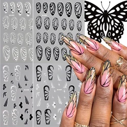 3D Black Hollow Out Butterfly Nail Stickers Self-Adhesive Butterfly Wings Nail Decals Sliders Spring Gothic Manicure Decor Wraps