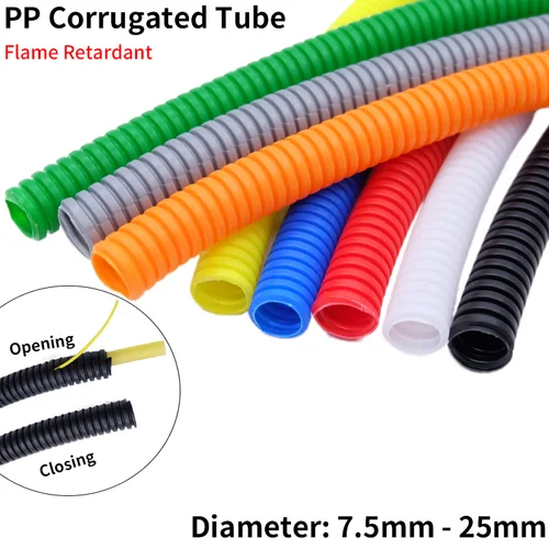 Tubo corrugado aislado de PP de 1/3M, arnés de tubería de línea automática, envoltura de cables, roscado colorido, manga de protección de telar de alambre dividido de plástico