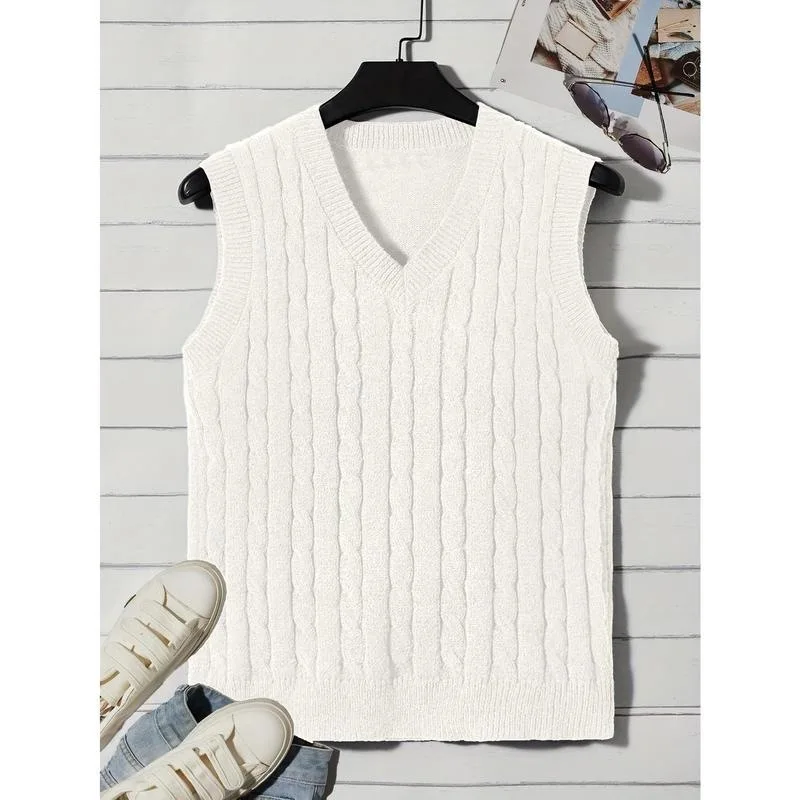 

Women's V-neck Knitted Vest Cross-Border Fashionable Inner Wear Standard Length Regular Fit Other Material 100%