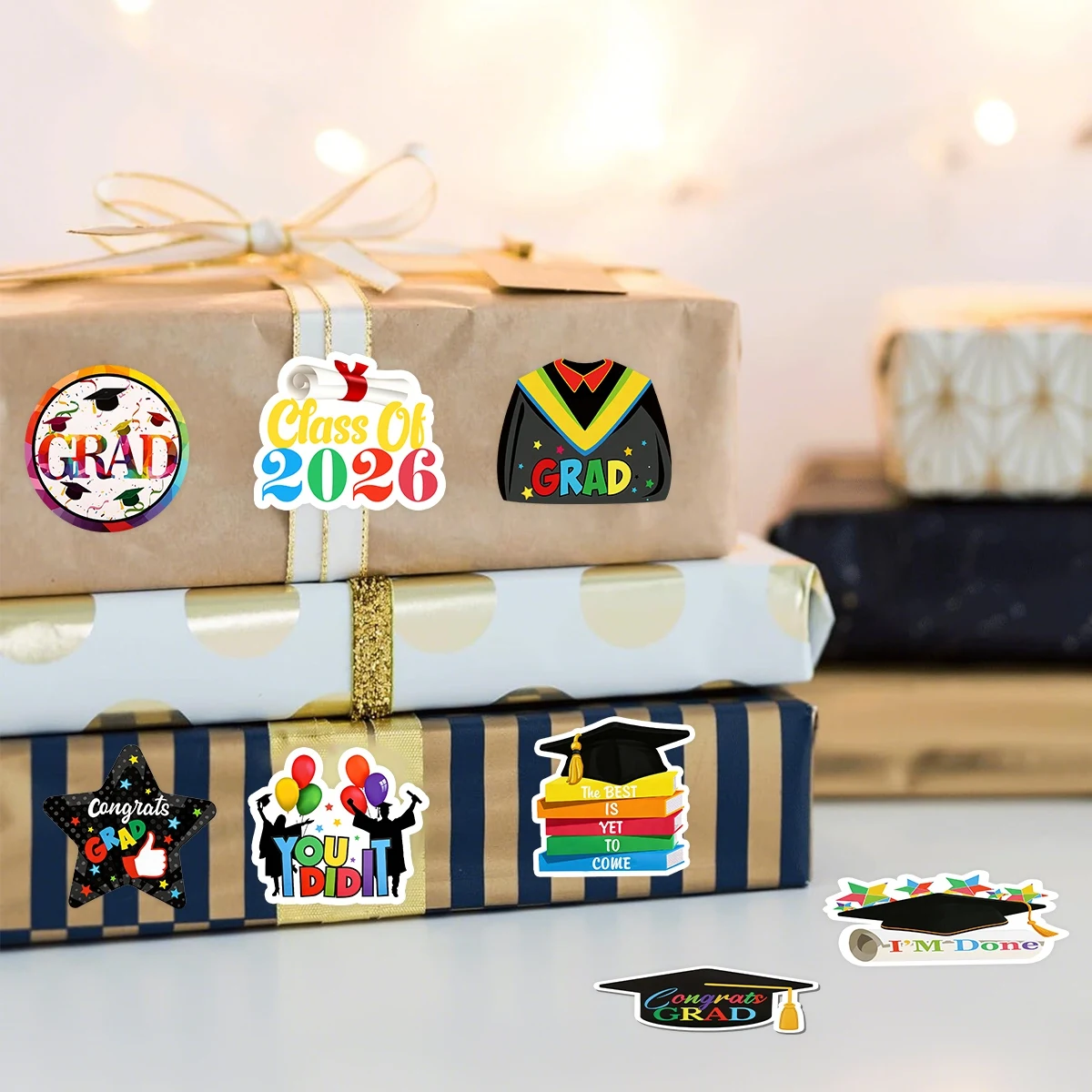 500 Stück Abschluss-Rundaufkleber Bachelor-Hut Glückwunsch-Absolventen-Geschenk Siegeletiketten 2026 Absolvent DIY Deko Party-Zubehör – Detail 9