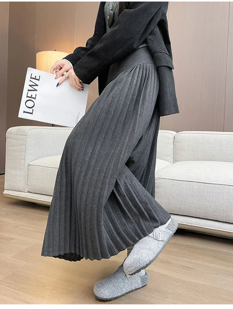 Hochgeschnittene Patchwork-Plissee-Röcke für Damen, 2026 Neue Figurformende Streetwear Lange Röcke, Einfarbige All-Match A-Linien-Röcke – Detail 11