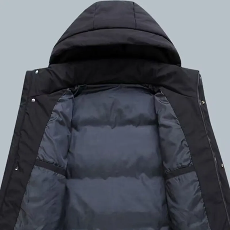 Down Jacket Men New Duck Down Winter Hooded Coat Windproof Warm Parkas Travel Camping Overcoat New In Thicken Solid Color