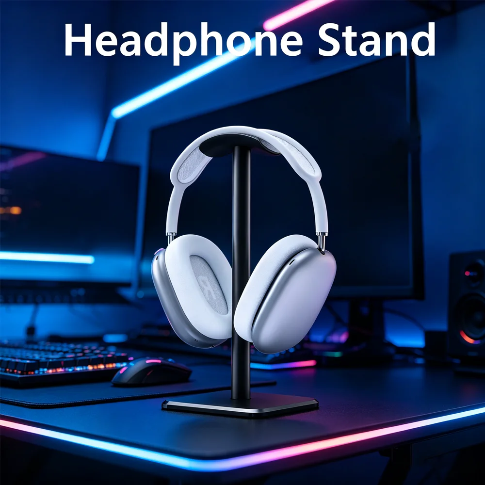 Schwarz-weißer Kopfhörerhalter, abnehmbarer Computer-Esports-Gaming-Headset-Desktop-Aufbewahrungsständer, universelles Display-Rack