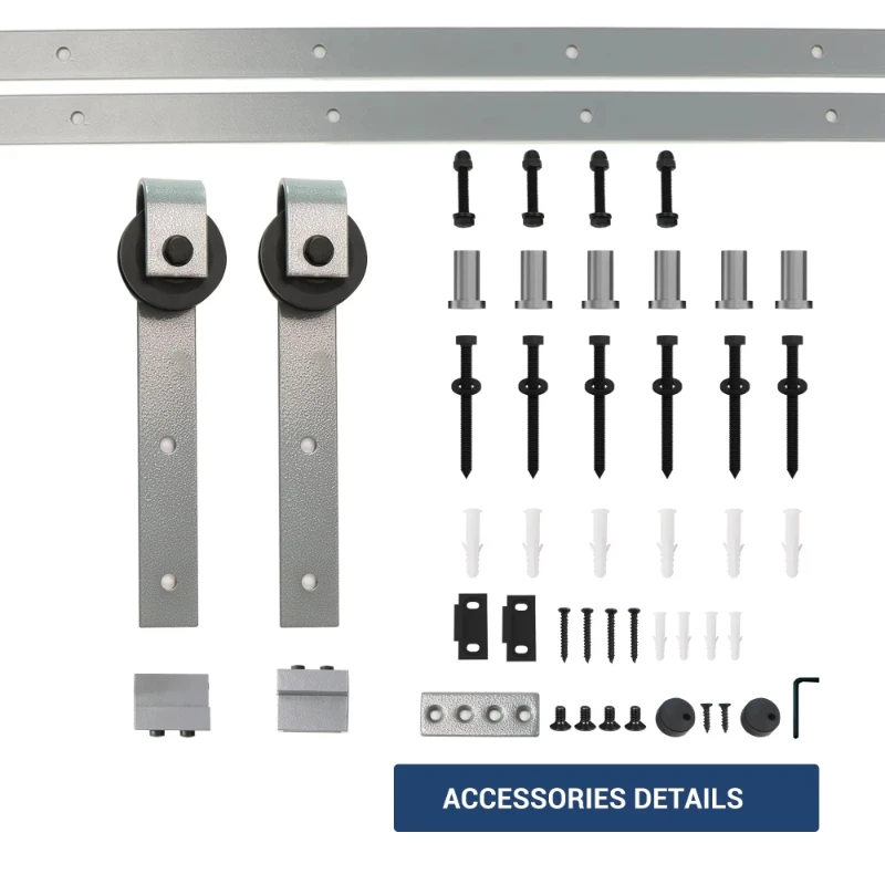 Double Track Sliding Gate Kit MM-20D-L 6.6ft Bypass Carbon Steel Sliding Silo Door