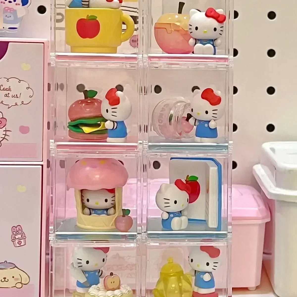 Sanrio Character Hellokitty Mini Box Big Apple Workshop Series Anime Figures Desktop Decorative Ornaments Children Kawii Gifts