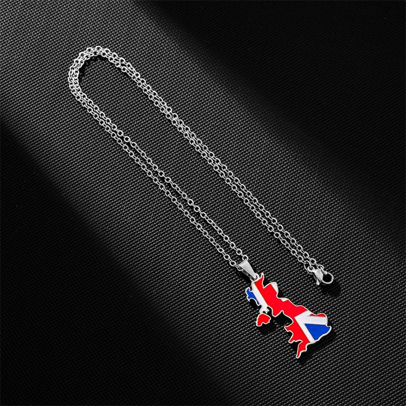 Europe and America Stainless Steel United Kingdom Of Great Britain and Northern Ireland Map Necklace